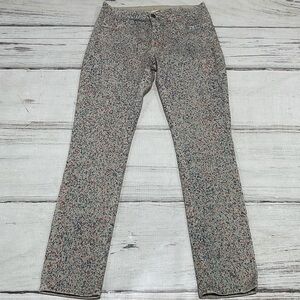 MiH Jeans Beige Denim Splatter Bonn High Rise Super Skinny Italy Size 28